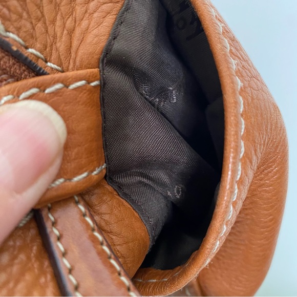 Y2K Vintage Fossil Cognac Genuine Pebbled Leather Shoulder Bag Purse - Picture 16 of 16